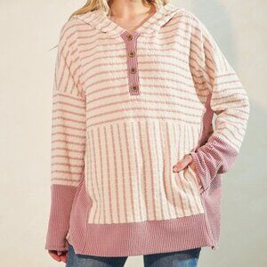 LONG SLEEVE STRIPE CONTRAST HOODIE